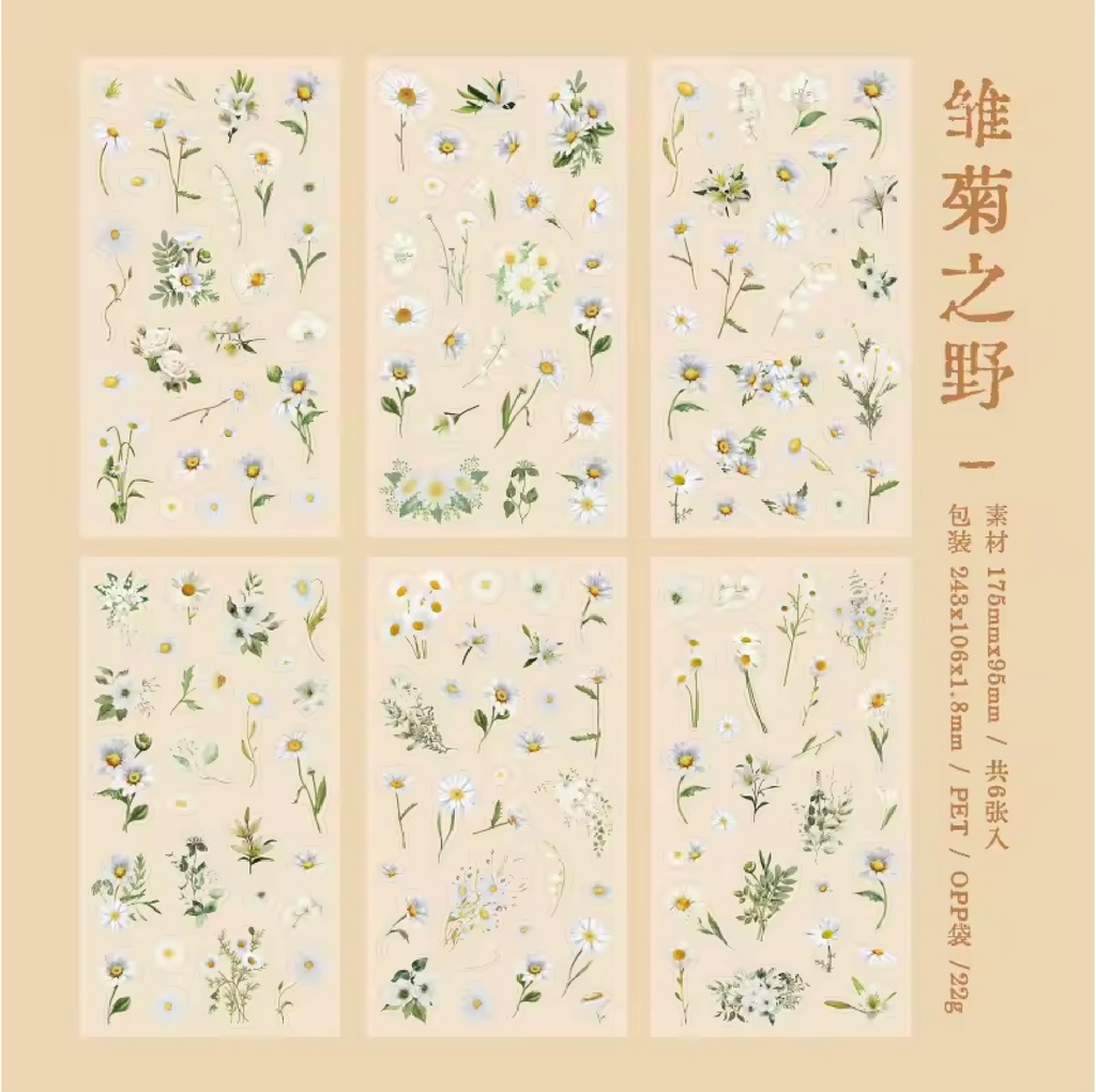 Pack laminas de stickers Flower Shadow Spring