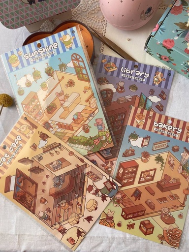 Stickers escenarios en miniatura cabin collage serie