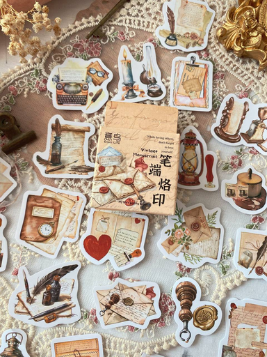 Cajita de Stickers Vintage Manuscript